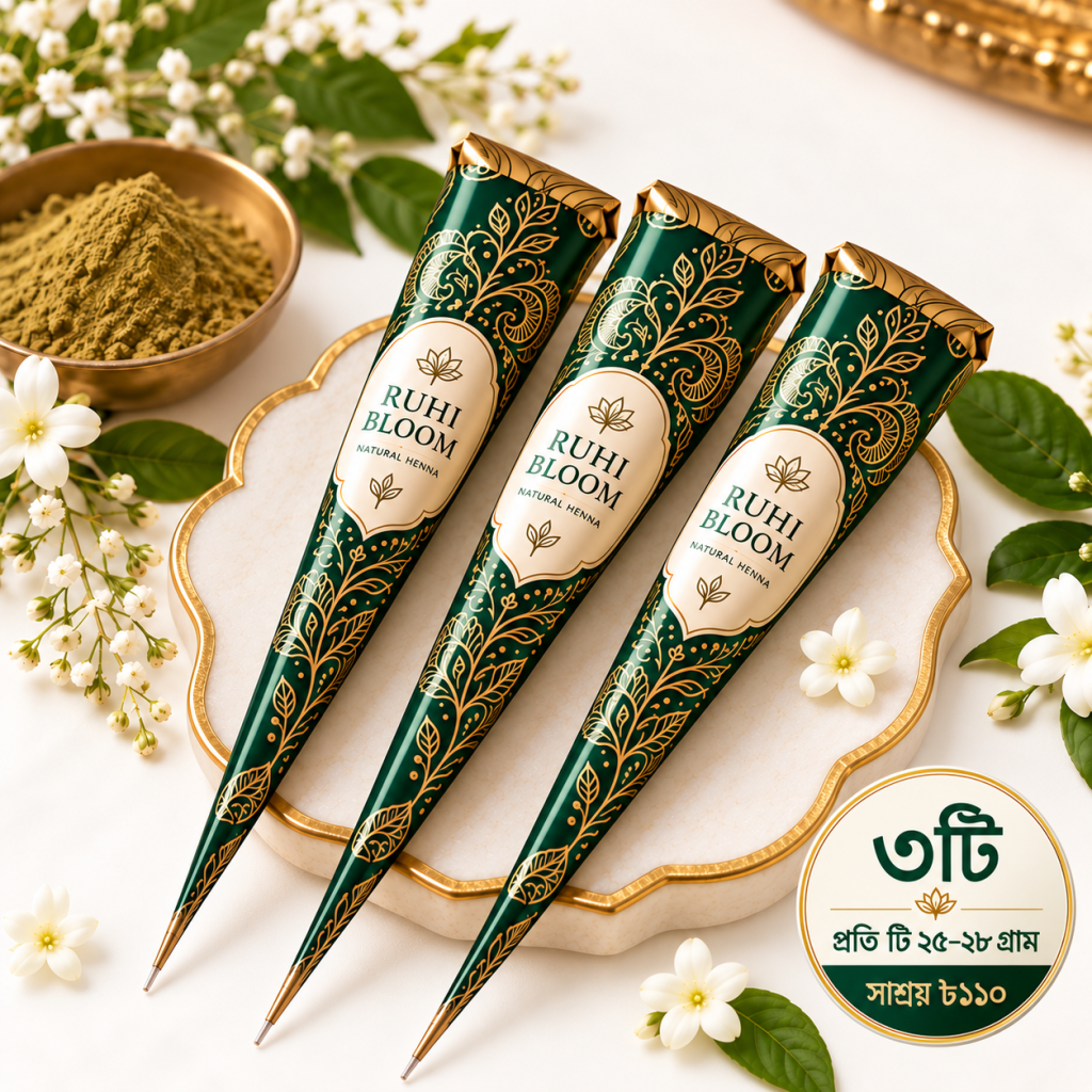 জুঁই ফুলের সাথে তিনটি রেডিমেড মেহেদি কোন